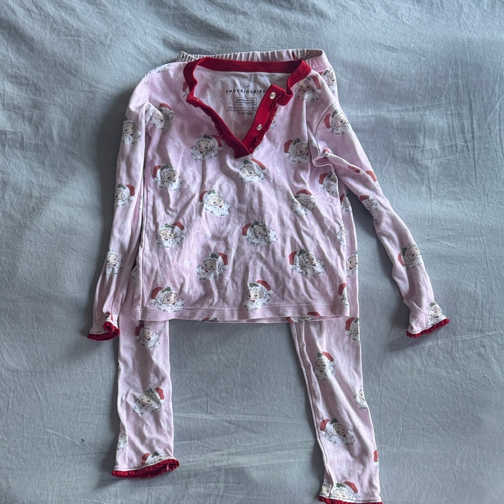 Festive Pink Santa Kids Pajama Set